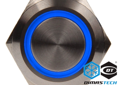 Pulsante a Pressione DimasTech®, 25 mm ID, Azione Alternata, Colore Led Blue